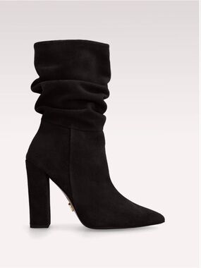 INGILIZ Antoaneta Black Suede Slouchy High-Heel Ankle Boots - EU 37/7
